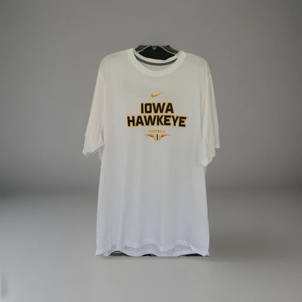 Nike‎ Iowa Hawkeyes Football Athletic T-shirt. Mens XXL White. NCAA Just Do It